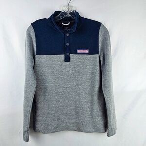 Vineyard Vines Blue Pullover Boy's Tri Blend Colorblock Snap Placket Shep Shirt